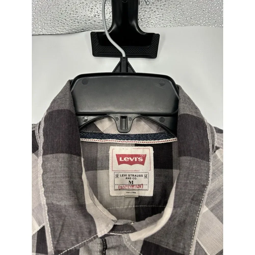 Levi's Pearl Snap Western Shirt Modern‎ Plaid Colorful Long Sleeve Size Medium